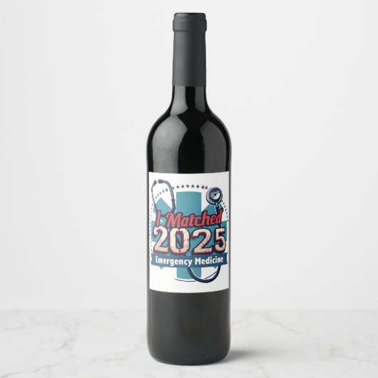 I Matched 2025 Emergency Medicine Weinetikett (Vorderseite)