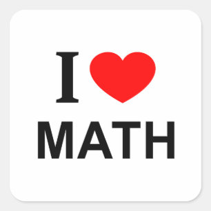 I ❤️ MATH I LIEBE MATH I HERZMATHEMA QUADRATISCHER AUFKLEBER
