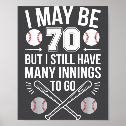 I May Be 70 Baseball Player 70th Birthday Party  Poster (Vorne)