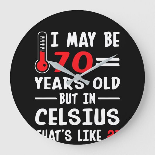 I May Be 70 Years Old But In Celsius 21 Große Wanduhr (Vorderseite)