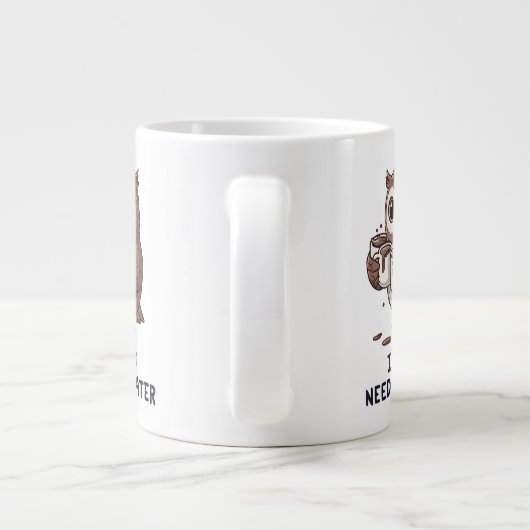 I Might Need Coffee Later - Funny Owl Humor Jumbo-Tasse (Rückseite)