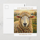 I Miss Ewe | Cute Keeping in Touch Postkarte (Vorne/Hinten)
