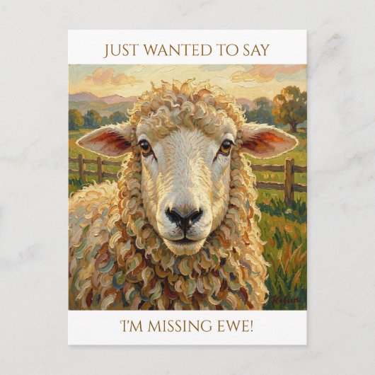 I Miss Ewe | Cute Keeping in Touch Postkarte (Vorderseite)