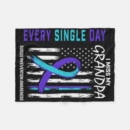 I Miss My Grandpa Suicide Awareness Prevention Ame Fleecedecke (Vorderseite (Horizontal))