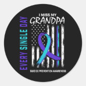 I Miss My Grandpa Suicide Awareness Prevention Ame Runder Aufkleber (Vorderseite)