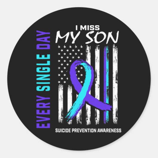 I Miss My Son Suicide Prevention Awareness America Runder Aufkleber (Vorderseite)