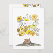 I Miss You Floral Postkarte (Vorne/Hinten)