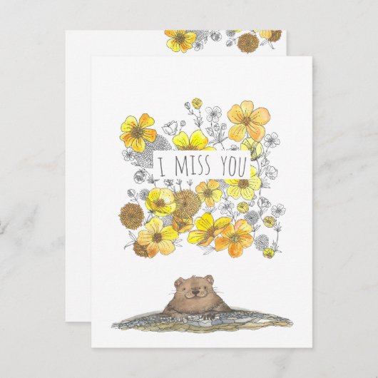 I Miss You Floral Postkarte (Vorne/Hinten)