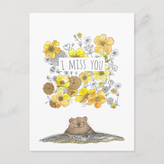 I Miss You Floral Postkarte (Vorderseite)