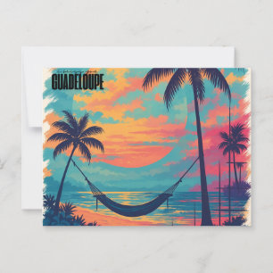 "I miss you Guadeloupe" - Sonnenuntergang und Hama Postkarte