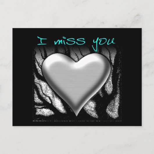 I Miss You Heart Postcard Postkarte (Vorderseite)