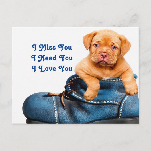 I Miss You Puppy Postkarte (Vorderseite)