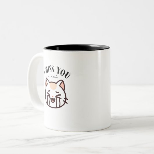 I Miss You So Much Cat - Cute Crying Cat Emotional Zweifarbige Tasse (Vorderseite Links)