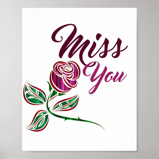 I Miss you with beautiful glittery rose Poster (Vorne)