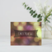 "I Miss Your Face" Goldenes Rosa Blurred Bokeh Fot Postkarte (Stehend Vorderseite)