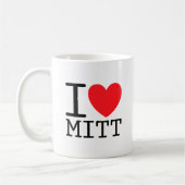 I Mitt des Herz-(Liebe) (Romney) Kaffeetasse (Links)