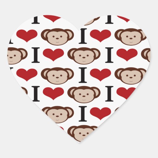 I Monkeys Herz i-Liebe-Affevalentines-Geschenke Herz-Aufkleber (Vorderseite)