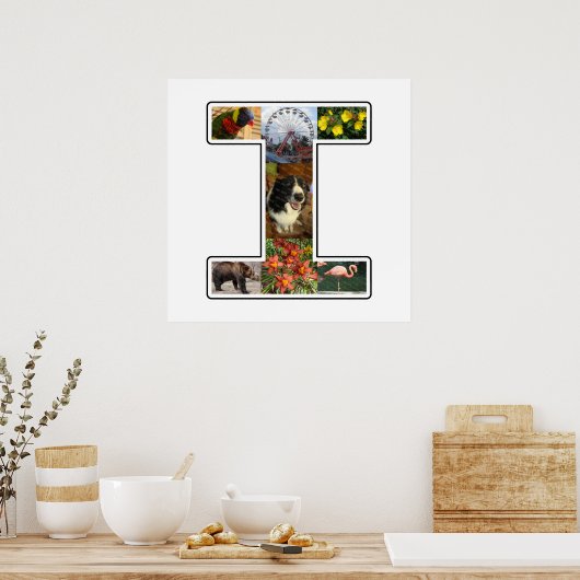 I Monogram Create your own 7 Custom Foto Collage Poster (Küche)