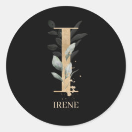 I Monogram Floral Personalisiert Runder Aufkleber