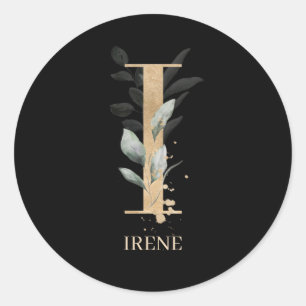 I Monogram Floral Personalisiert Runder Aufkleber