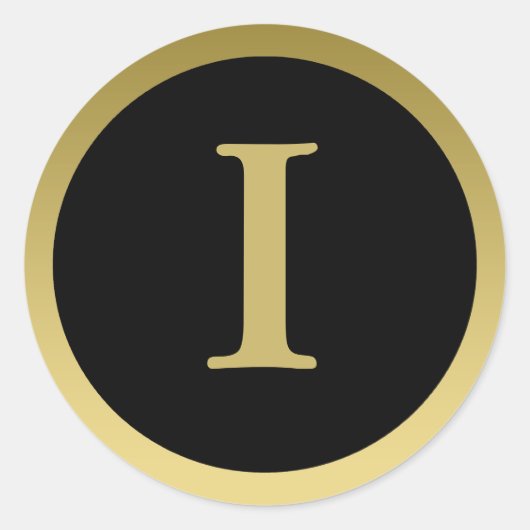 I: Monogram I Elegant Gold and Black Stickers (Vorderseite)