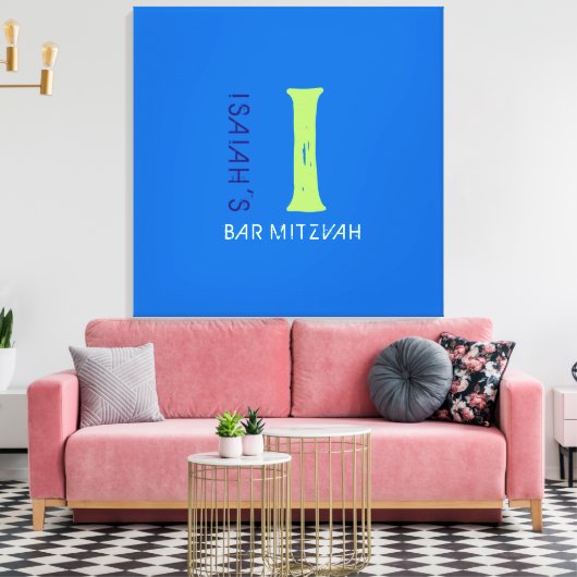 I Monogram, Initial Bar Bat Mitzvah Sign-In Board Leinwanddruck (Insitu (Wohnzimmer))