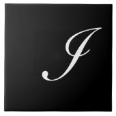 I Monogram Initial White on Black Fliese (Vorderseite)