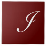 I Monogram Initial White on Maroon Fliese<br><div class="desc">Monogramm des klassischen weißen Buchstabens auf dunkelrotem Hintergrund,  I</div>