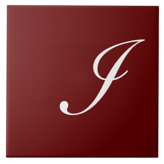 I Monogram Initial White on Maroon Fliese (Vorderseite)
