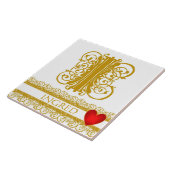 I Monogram Name Gold Lace Red Heft Template Tile Fliese (Seite)