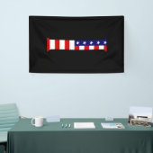 I Monogram überlagert sich auf der Flagge der USA Banner (Messeveranstaltung)