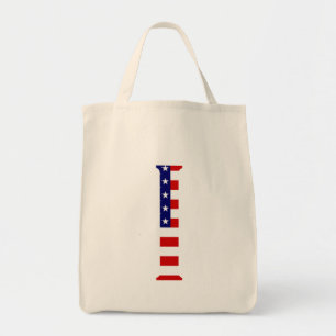 I Monogram überlagert sich auf US Flag Gtcnt Tragetasche