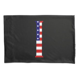 I Monogram überlagert sich auf US Flag Pccnt Kissenbezug