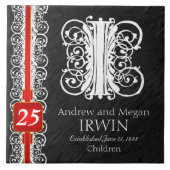 I Monogram "White Lace on Black" Anniversary Tile Fliese (Vorderseite)