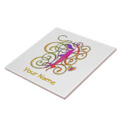I Monogram Your name "Gothic Rainbow" Keramik Tile Fliese (Seite)