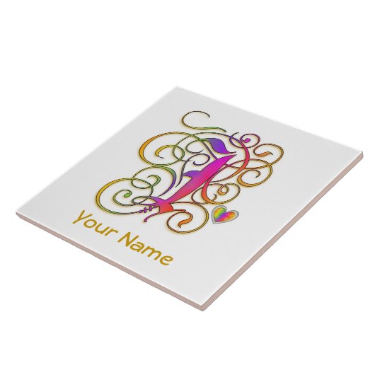 I Monogram Your name "Gothic Rainbow" Keramik Tile Fliese (Seite)