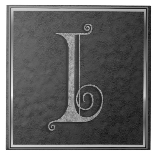 I Monogramm Keramik "Mittelalter grauer Stein" Fliese (Vorderseite)