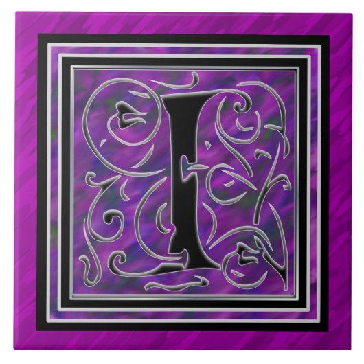 I Monogramm "Lila Gewässer" Keramik Tiles Fliese (Vorderseite)