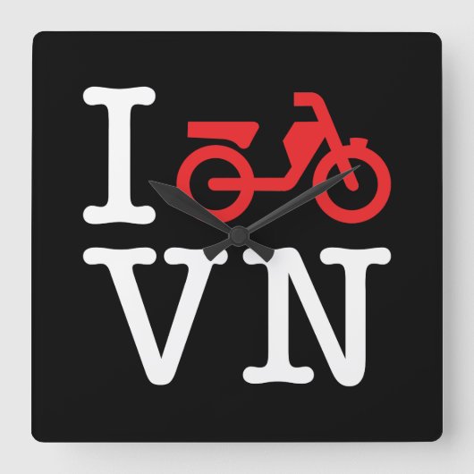 I Motorrad Vietnam Quadratische Wanduhr (Vorderseite)