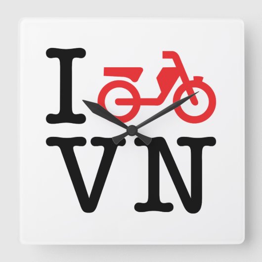 I Motorrad Vietnam Quadratische Wanduhr (Vorderseite)