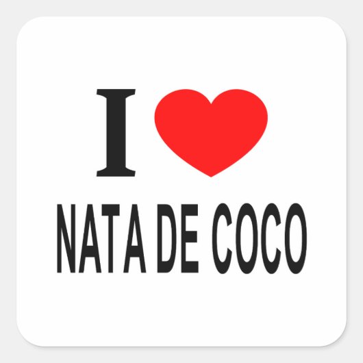 I ❤️ NATA DE COCO I LIEBE NATA DE COCO I HERZ NATA QUADRATISCHER AUFKLEBER (Vorderseite)