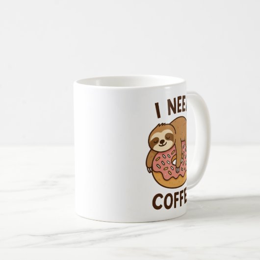 I Need a Coffee Cute Illustration Funny Coffee, Kaffeetasse (VorderseiteRechts)