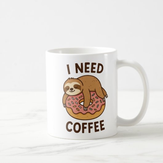I Need a Coffee Cute Illustration Funny Coffee, Kaffeetasse (Rechts)