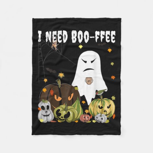 I Need Boo-ffee Ghost Jack-o-lantern Coffee Lover Fleecedecke (Vorderseite)