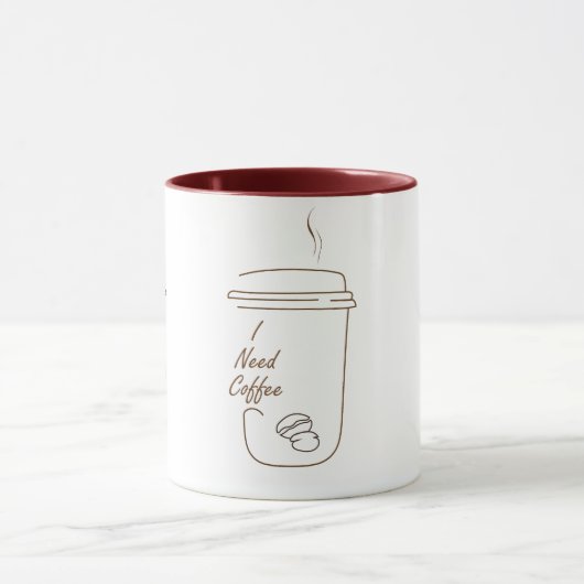 I Need Coffee Cute Doodle Mug Tasse (Zentrum)