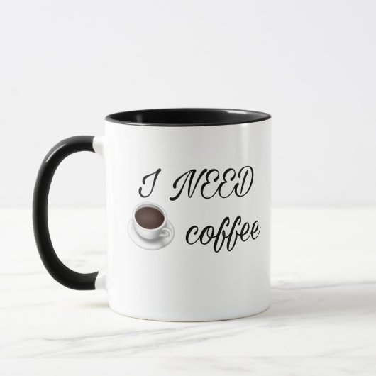 I Need Coffee – Minimal Funny Coffee Mug Tasse (Links)