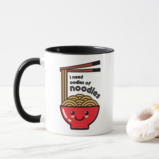 "I Need Noodles" Kawaii Ramen Bowl & Chopstick Tasse (Mit Donut)