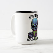 I Need to Slay but First Coffee Zweifarbige Tasse (Vorderseite Links)