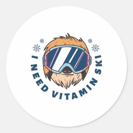 I Need Vitamin Ski - Skiing Runder Aufkleber (Vorderseite)