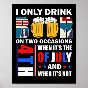 I Only Drink Beer On Two Occasions When It's Poster